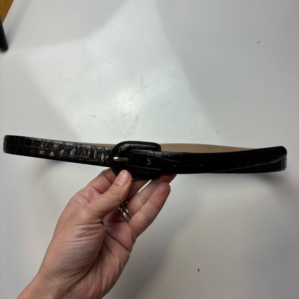 Talbots vintage black‎ croc embossed Leather Belt